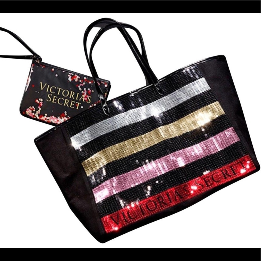 Victoria’s Secret sequin bag & makeup wristlet